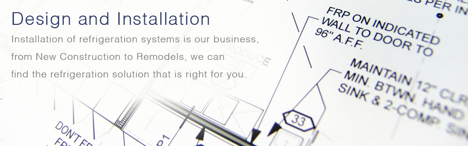 Architectural blueprints for commercial refrigeration system design and installation